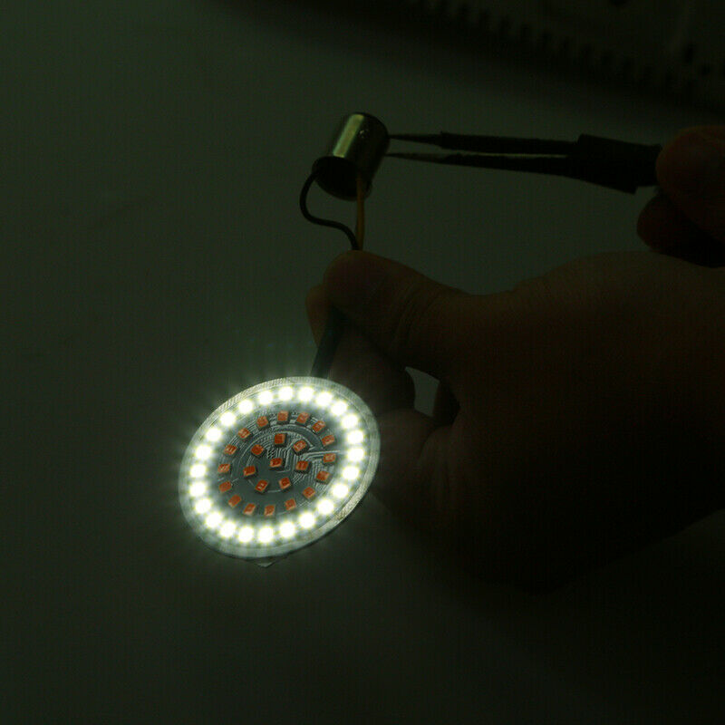 Round Amber White 48LED Turn Signal Inserts Light 12V Universal For Motorcycle