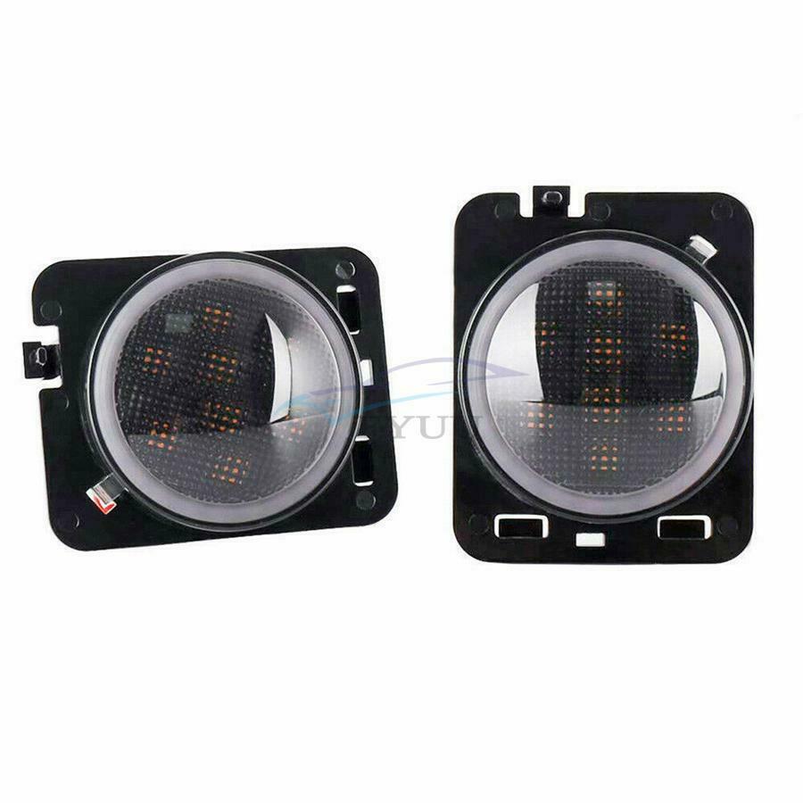 2 x Angel Eye Halo LED Amber Parking Lights (Left + Right) For Wrangler 07-18 JK