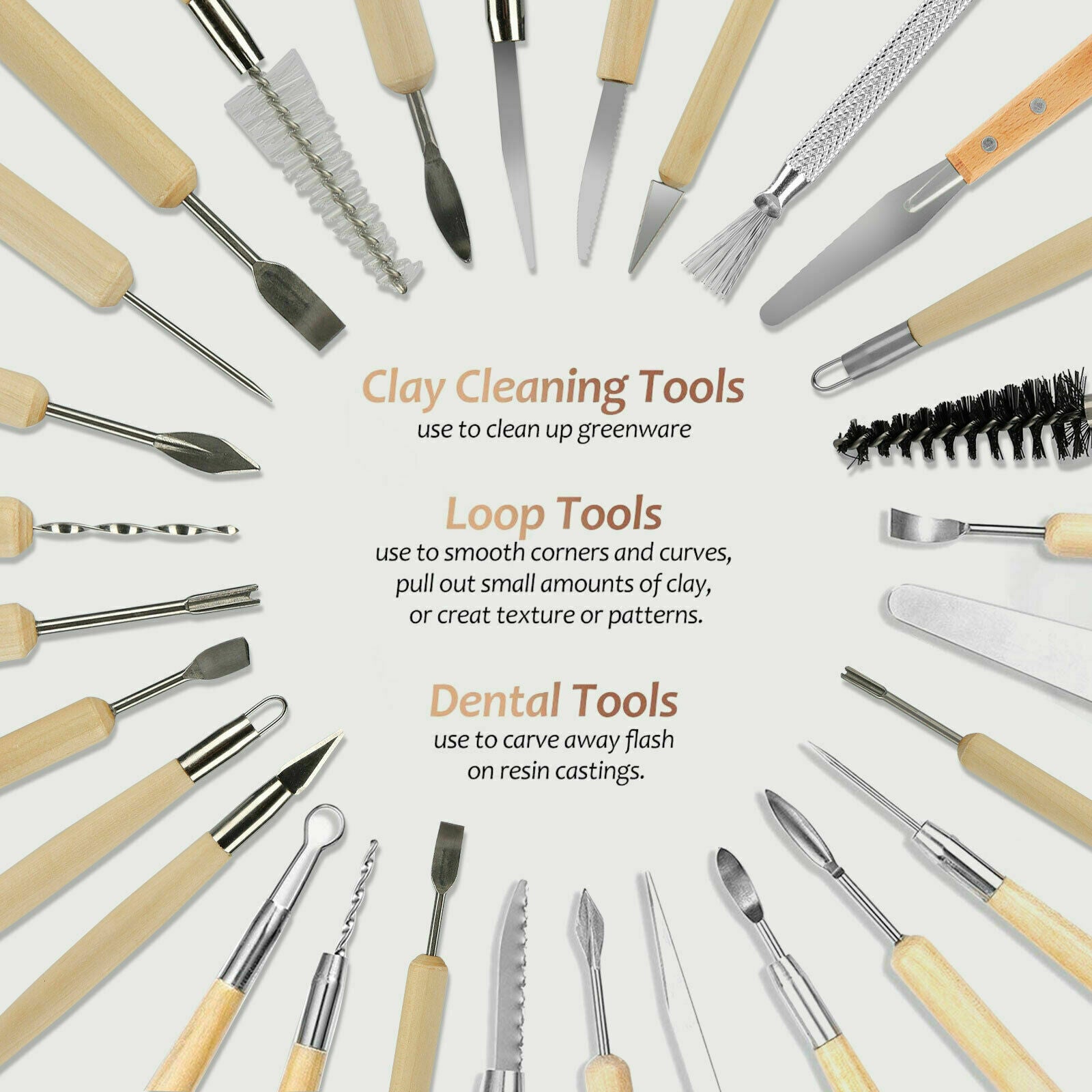 22in1 Clay Sculpting Set Pottery Carving Tools Polymer Modeling Ceramics Art Kit
