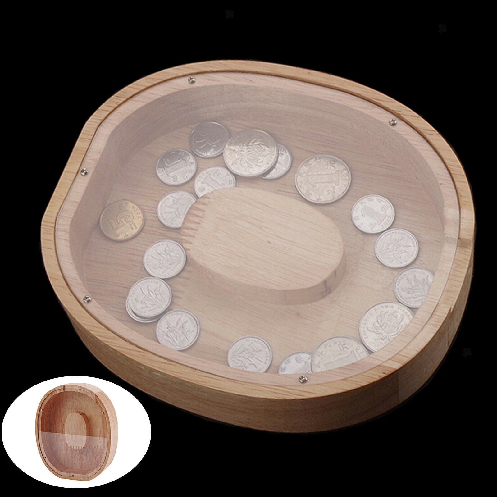 Wooden Letter O Shaped Piggy Bank Coins Saving Box Storage Decoration Craft