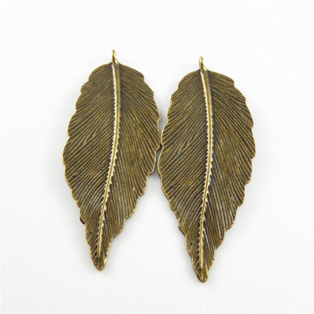 10pcs Antiqued Bronze Zinc Alloy Big Leaf Charms Pendant Crafts Jewelry Crafts