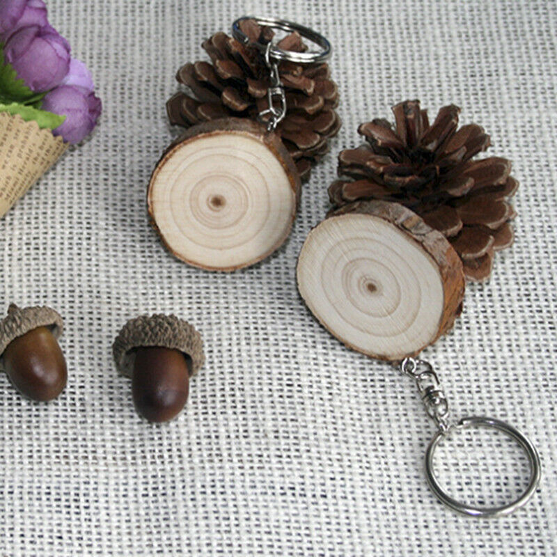 Creative DIY Wood Keychain Keyring Car Bag Pendant KeyChain Ring Jewelry .l8