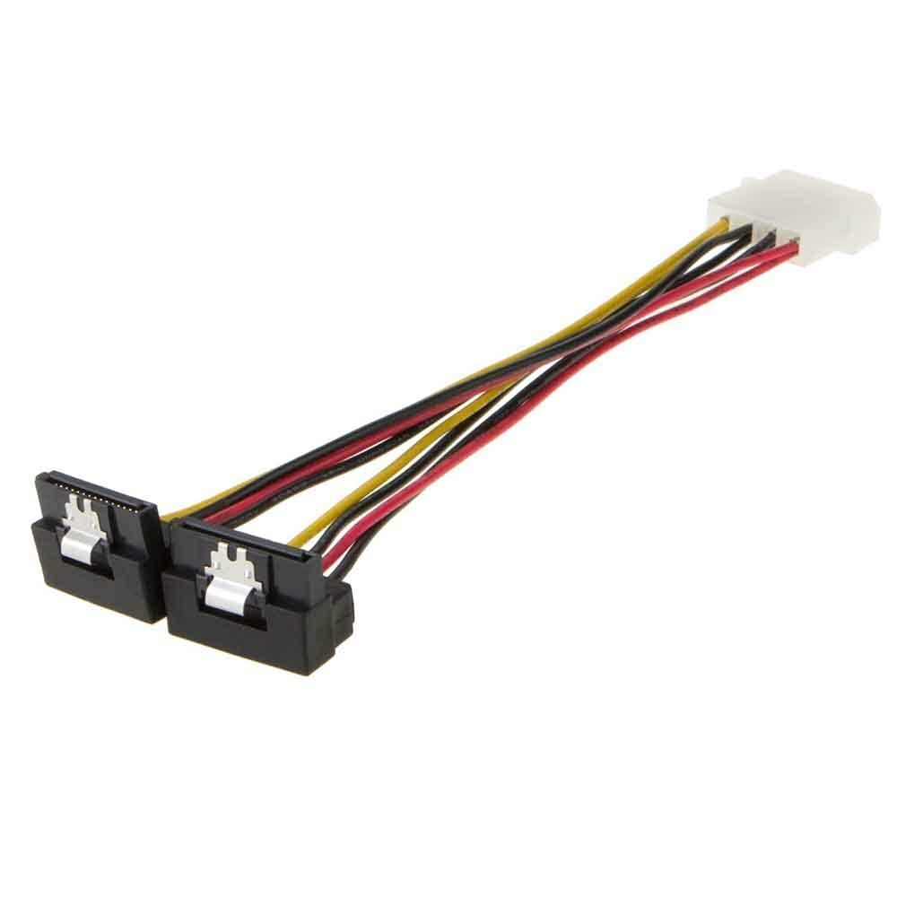 90 Degree Molex Male to 2 x 15P Female SATA Y Splitter Adapter Power cable TT