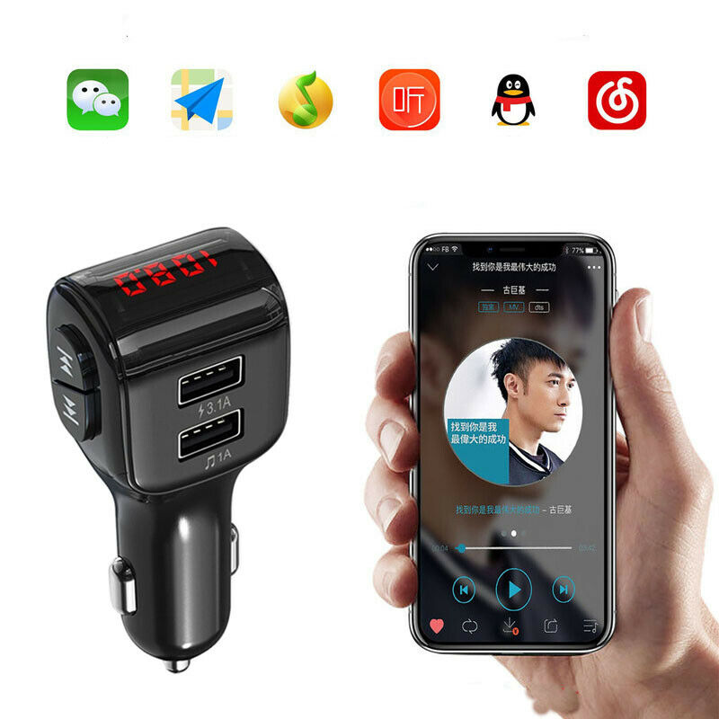 DC12V-24V Car Bluetooth Mp3 dual USB Port 3A Fast Charging Transmission FM Radio
