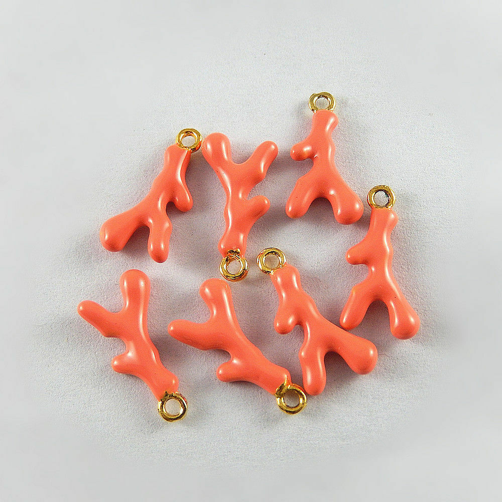 20 pcs Enamel Zinc Alloy Made Orange Tree Branch Charms Pendant Findings 52091