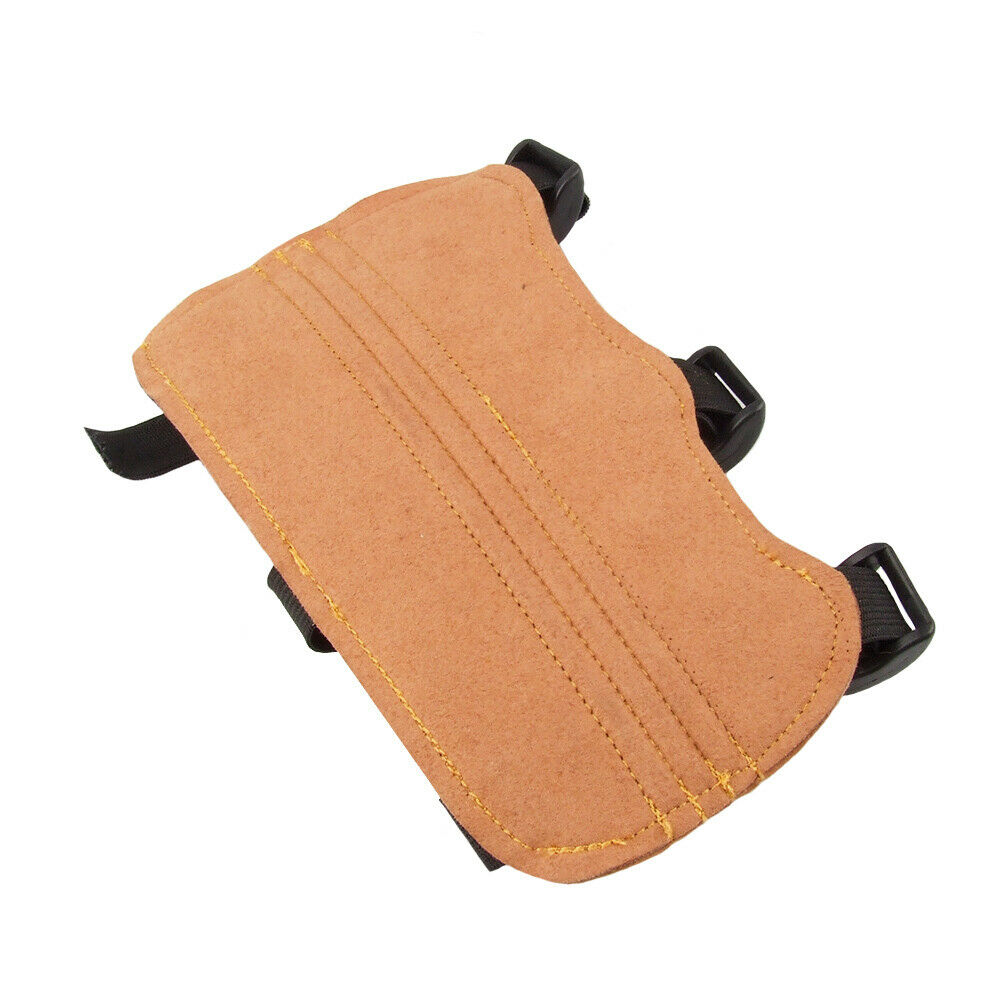 Double Fiber Fabric Shooting Archery Arm Guard Bow Protection 3 Straps Brown