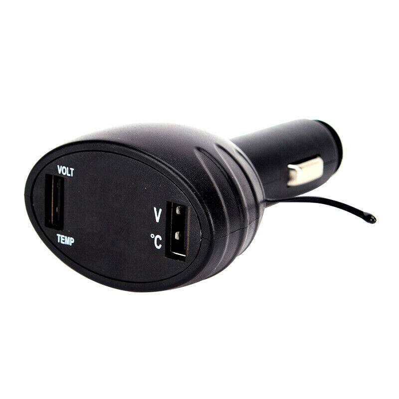 12V/24V 3 in 1 Dual USB Car Phone Charger Adapter LED Display Fast Charging