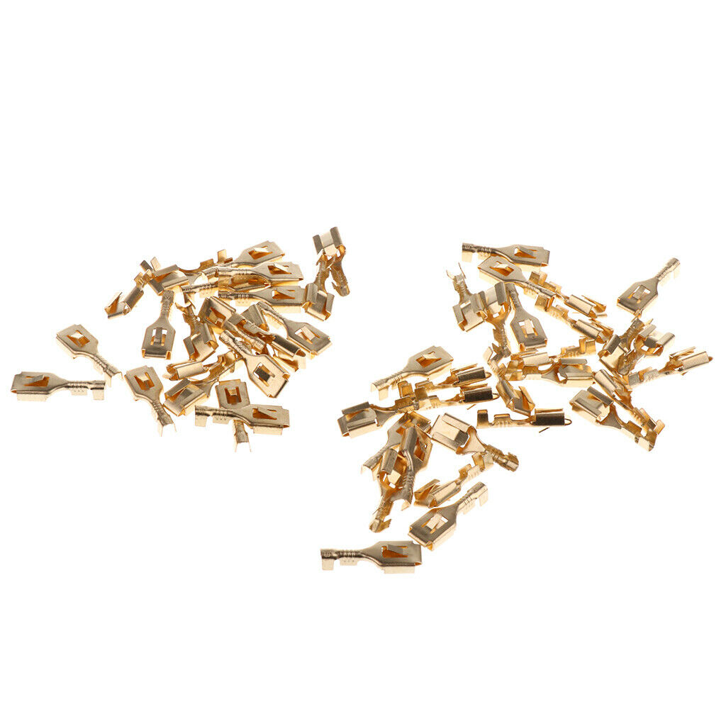50 Pieces Female Spade Cable Wire Terminals for 6.3mm Connectors