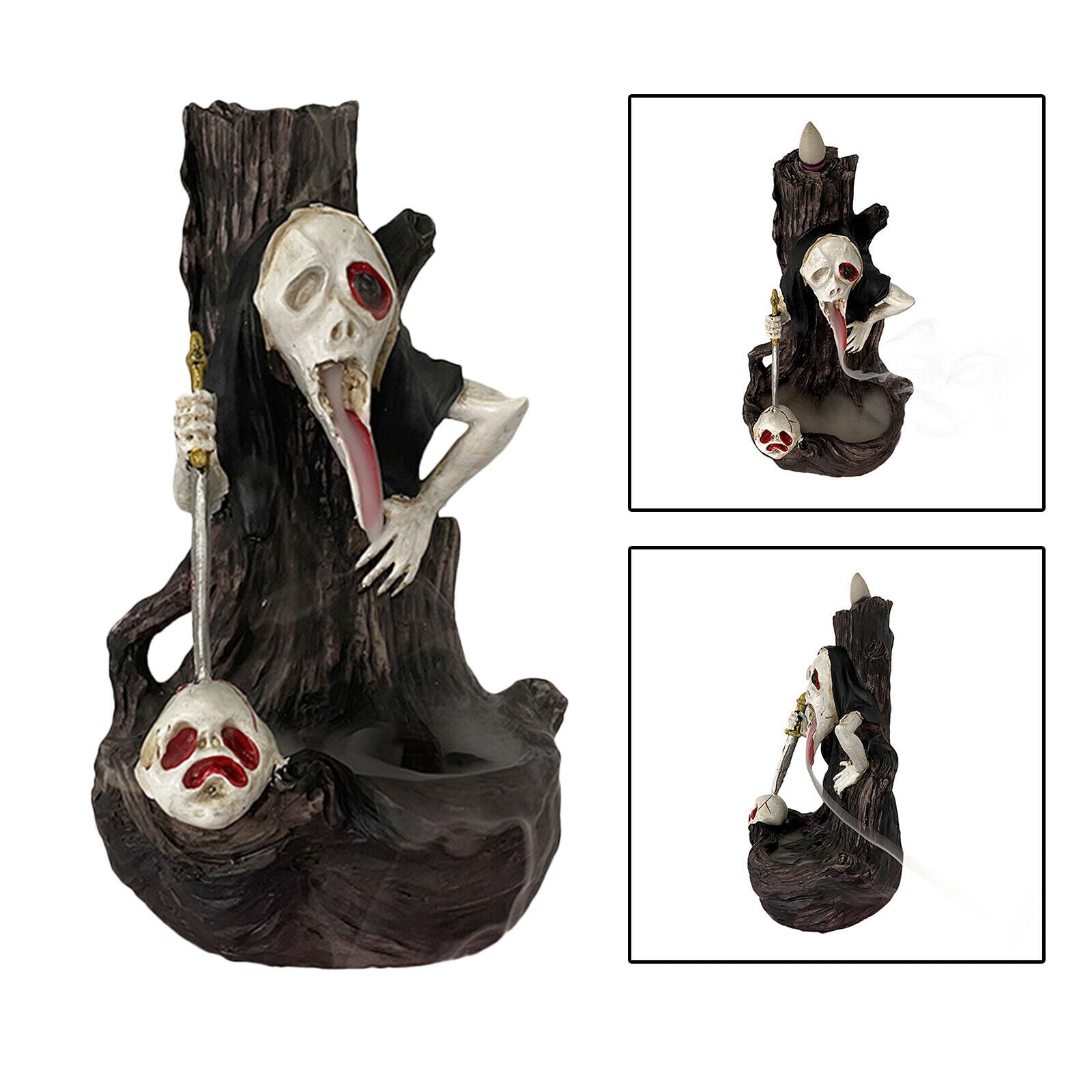 Ghost Statue Backflow Incense Burner Waterfall Incense Holder for Halloween