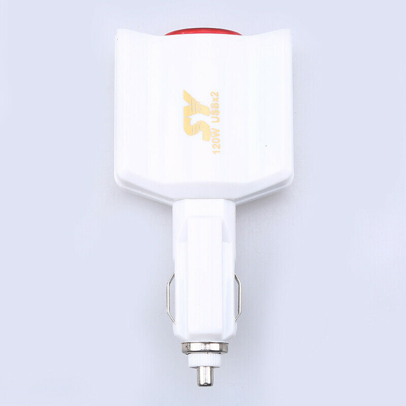 Type-C Car Auto Charger 2 Port Power Adapter Socket Charging USB 12-24V White
