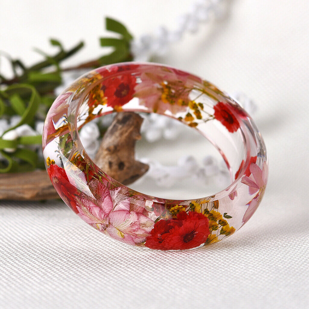 Dry Flower Wrist Bracelet Shiny Clear Bracelet for Woman Gift