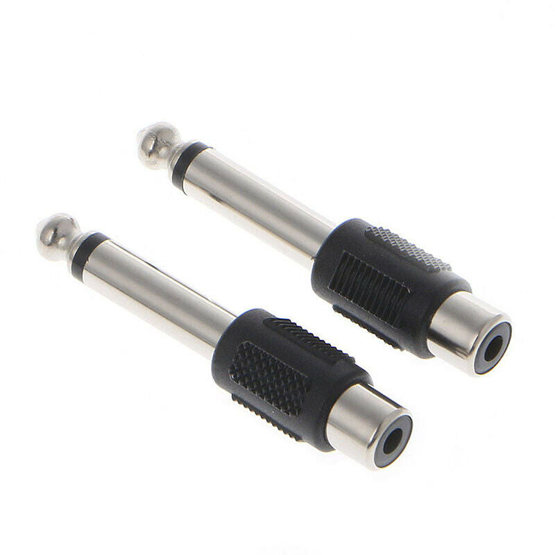 10 Pcs RCA Female Jack To 6.35mm 1/4" Male Mono Plug Audio Adapter Connect.DD