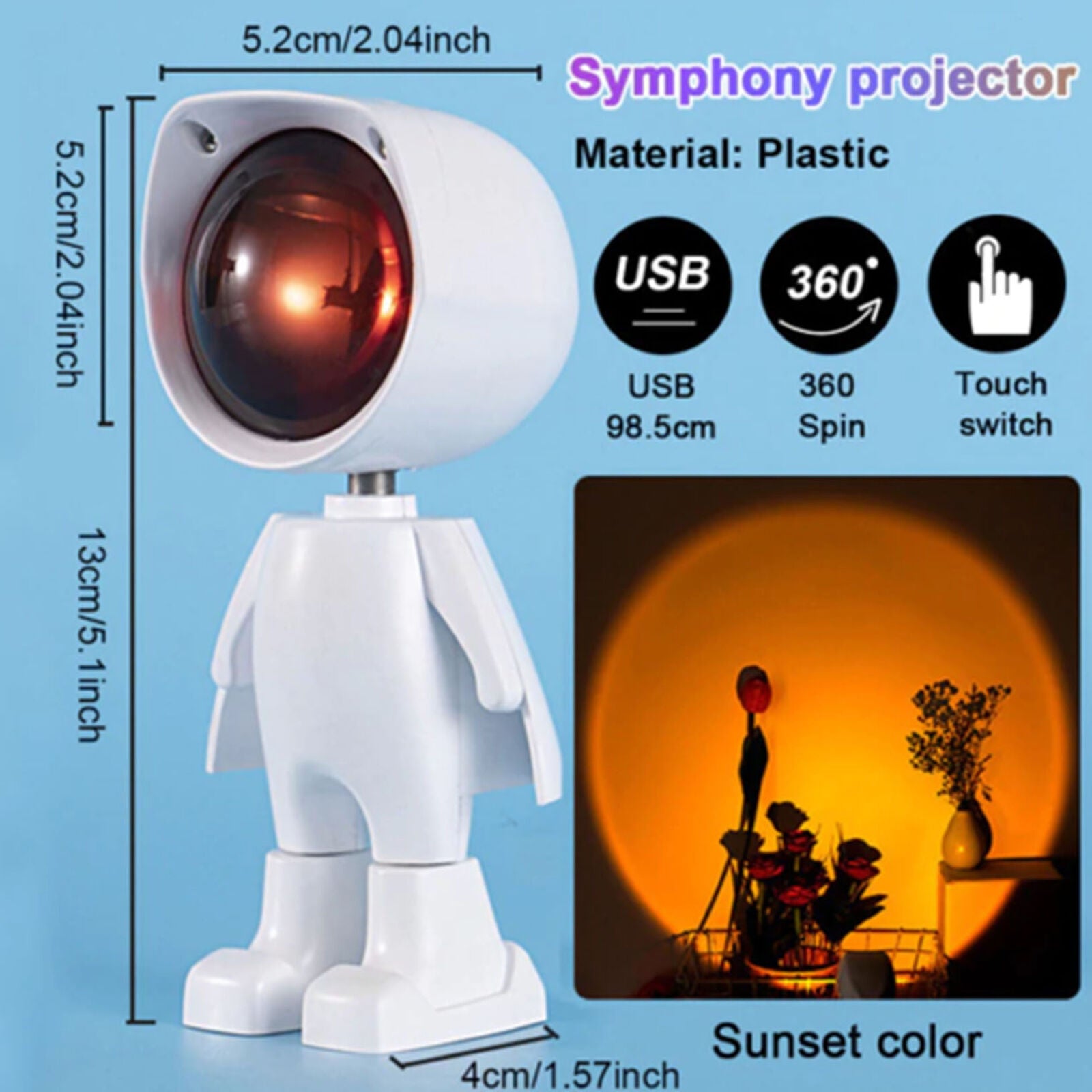 Sunset Projection LED Night Light Rainbow Rotation Romantic Lamp Home Art Decor