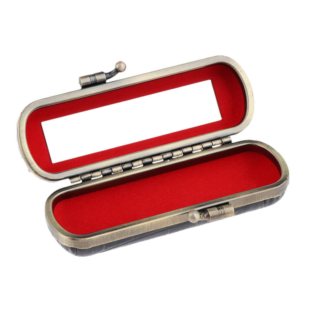 2pcs Cracked Stone PU Lipstick Lip Gloss Cases Storage Box Holder w/ Mirror