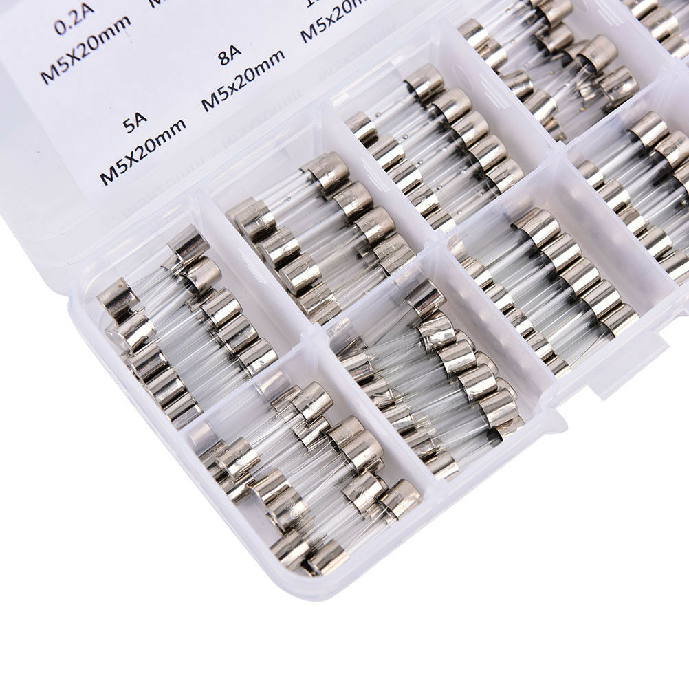 100X/Set 5x20mm Quick Blow Glass Tube Fuse Assorted Kits Fast-blow Glass Fusy TL