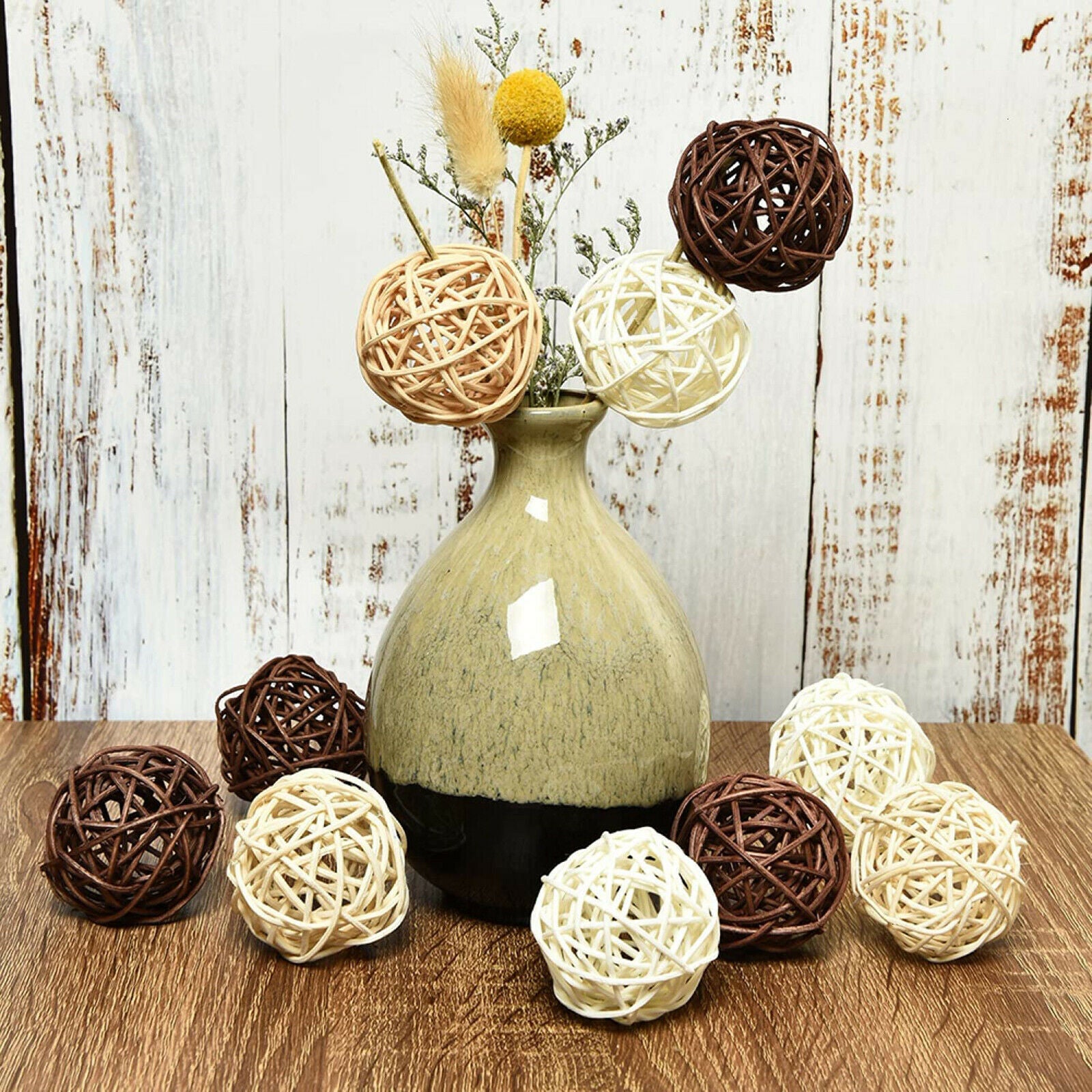5cm Wicker Rattan Balls Decorative Orbs Table Ornament Wedding Decoration