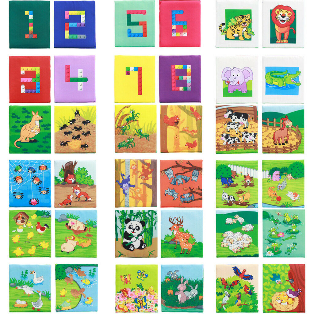 26 Pieces Vivid Safety Cloth Cards for Baby Children #4 Animal and Number