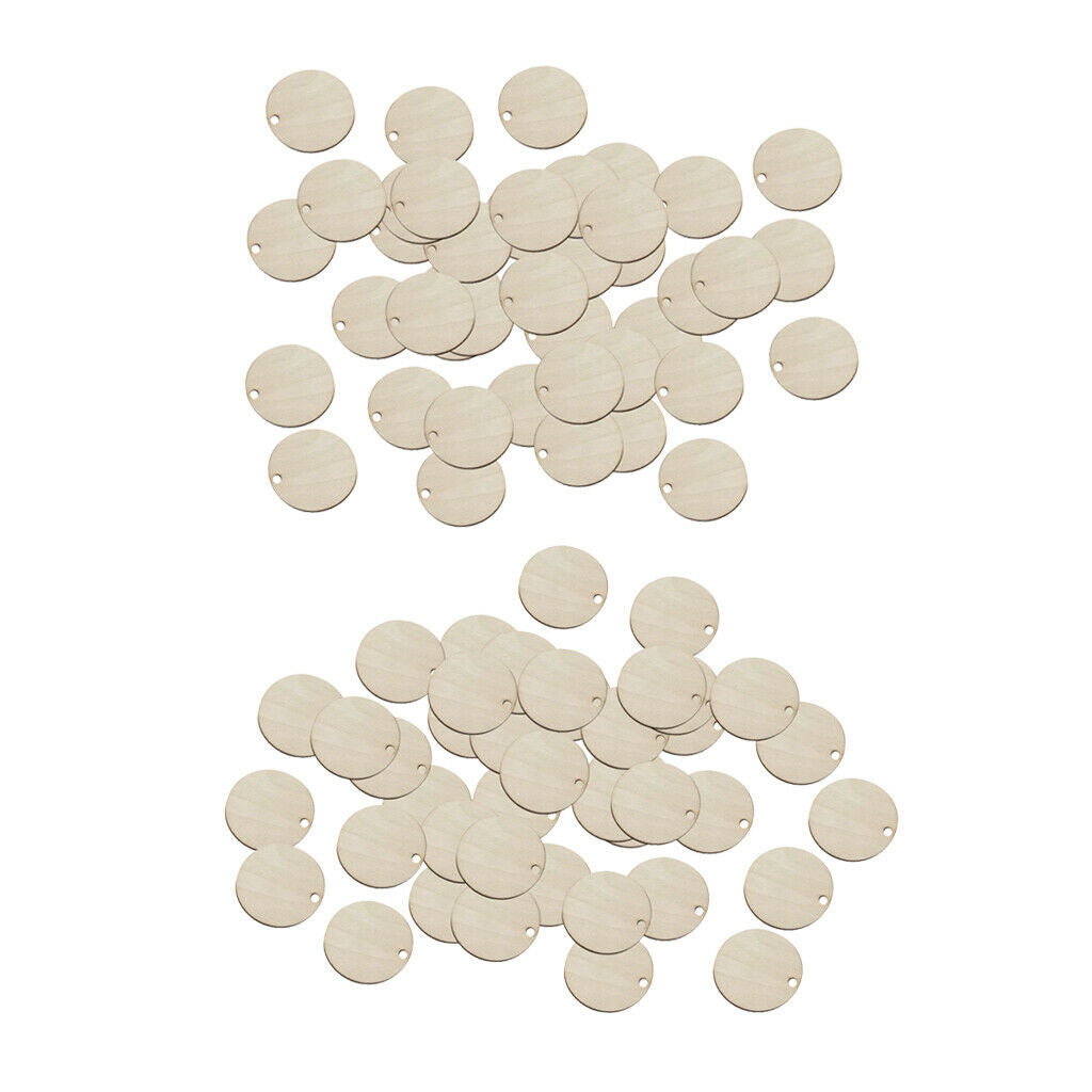 100pcs Lots Wooden Pieces Wood Chips Round Discs Party Decor DIY Craft