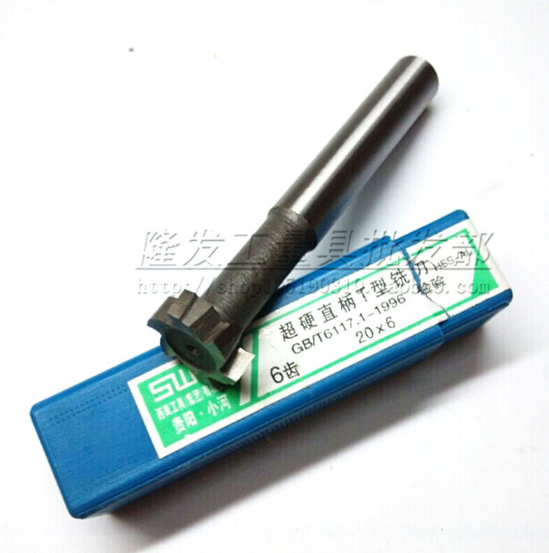 Straight Shank Hardness 20mm Cutting Dia 6 Flutes T Style Slot Milling Cutter