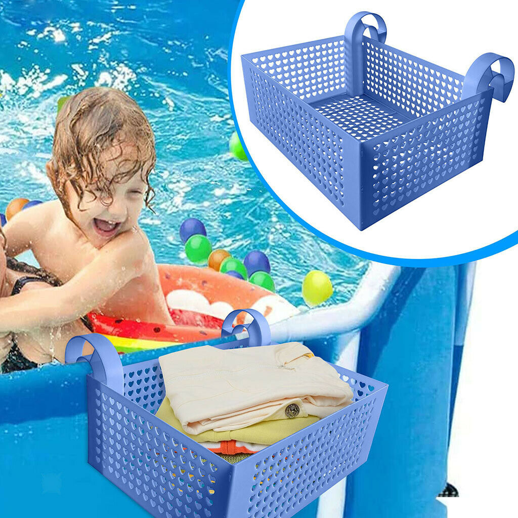 Large Capacity Frame Swimming Pool Storage Basket Hanging Plastic Organizer