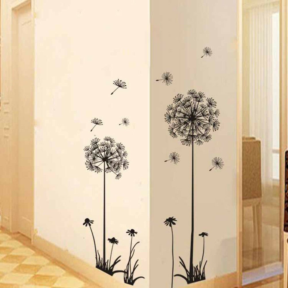 black dandelion bedroom wall stickers household adornment home wall stick.l8