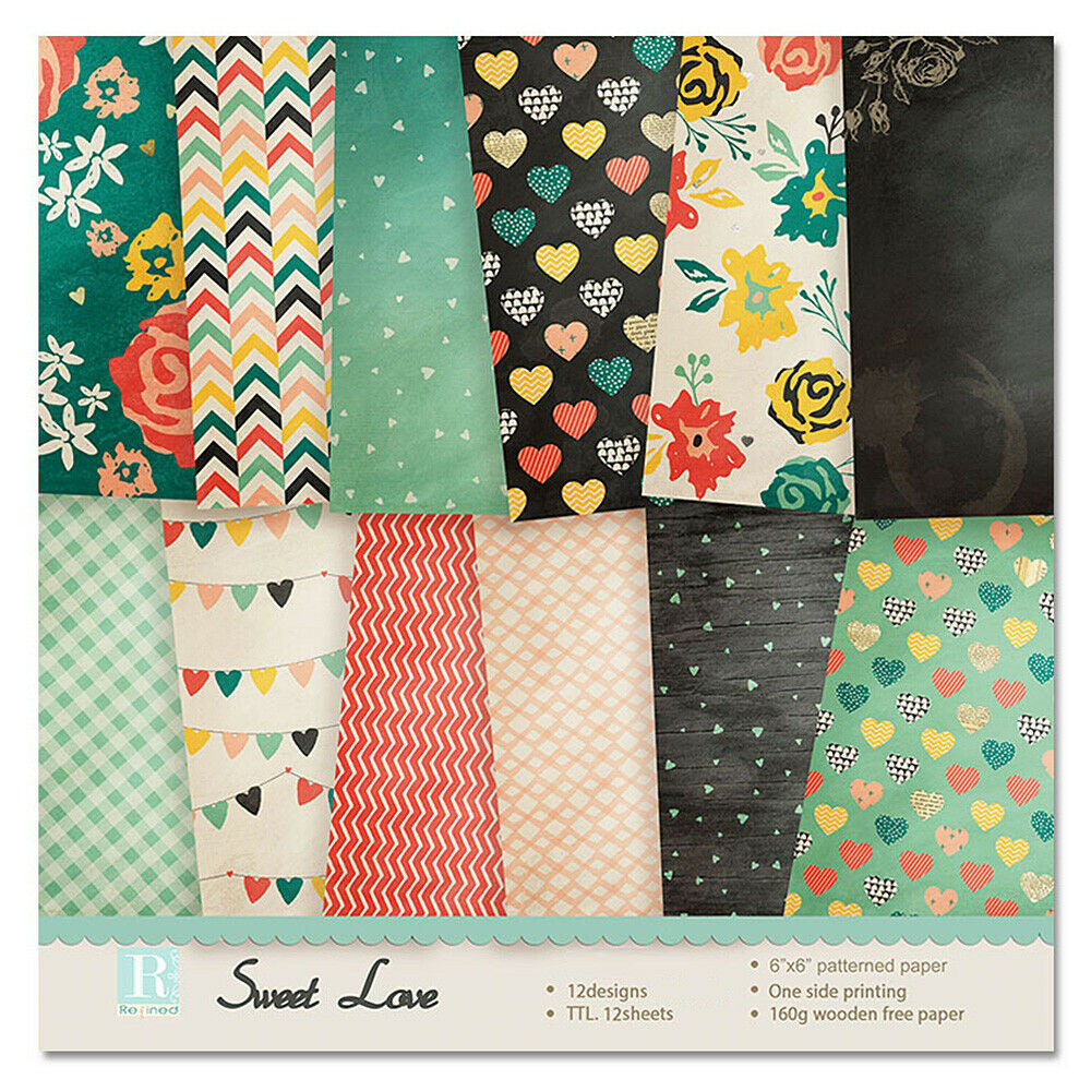 12x 6" Sweet Love DIY Photo Album Junk Journal Craft Paper Card Single-side Hot