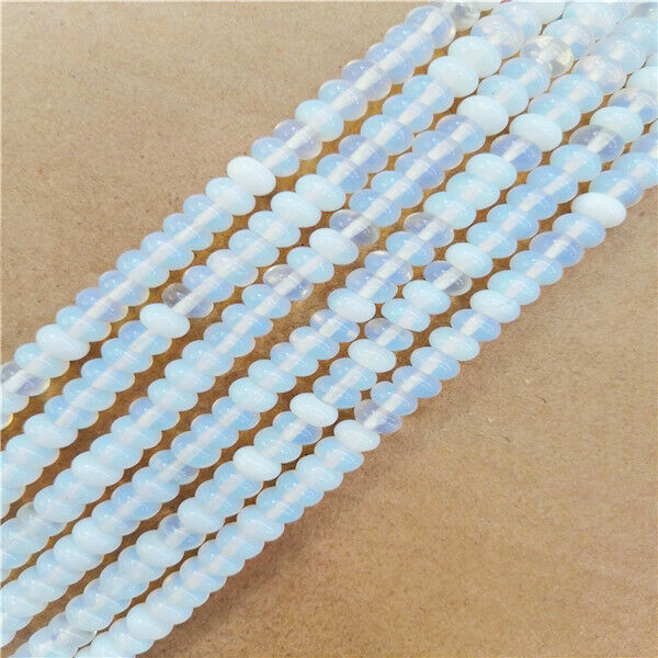 1 Strand 8x5mm White Opal Rondelle Abacus Spacer Beads DIY Jewelry 15.5" HH9335