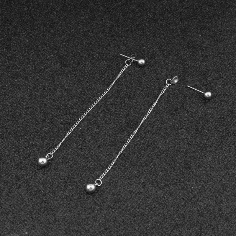 Elegant Stainless Steel Long Tassel Chain Dangle Drop Earrings  KPOP Boy Jewelry
