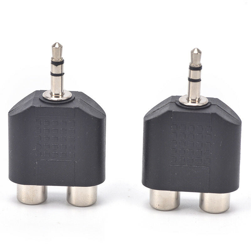 2x 3.5mm Male to 2 RCA Female Y Splitter AV Audio Video Plug Converter Ada.l8