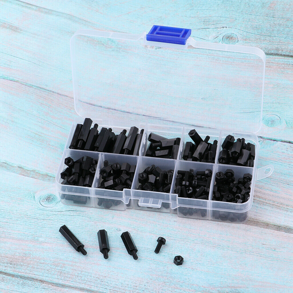 180Pcs M3 Male to Female Hex Nylon Spacer Standoffs