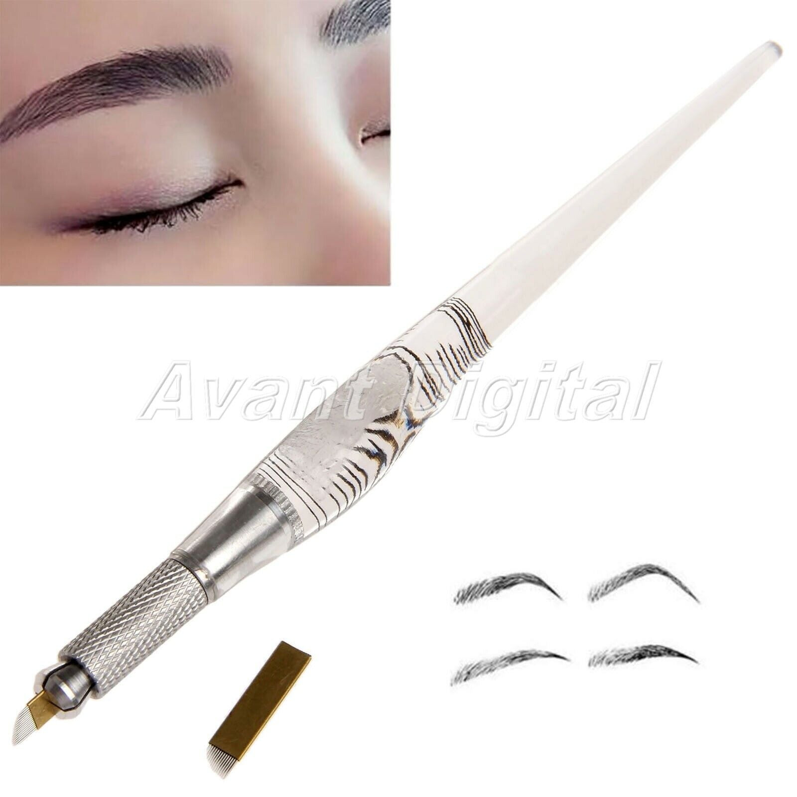 Permanent  Eyebrow Makeup Manual Pen+50Pc 14Pin Blades Needle Tattoo Beauty Tool