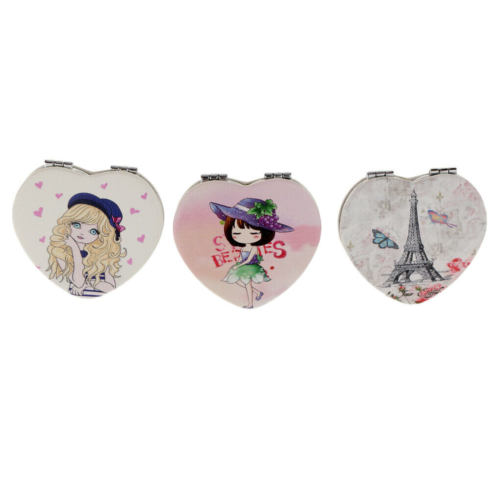 Random Mini Cute Pocket Makeup Mirror, Foldable Double-Sided Lady Travel