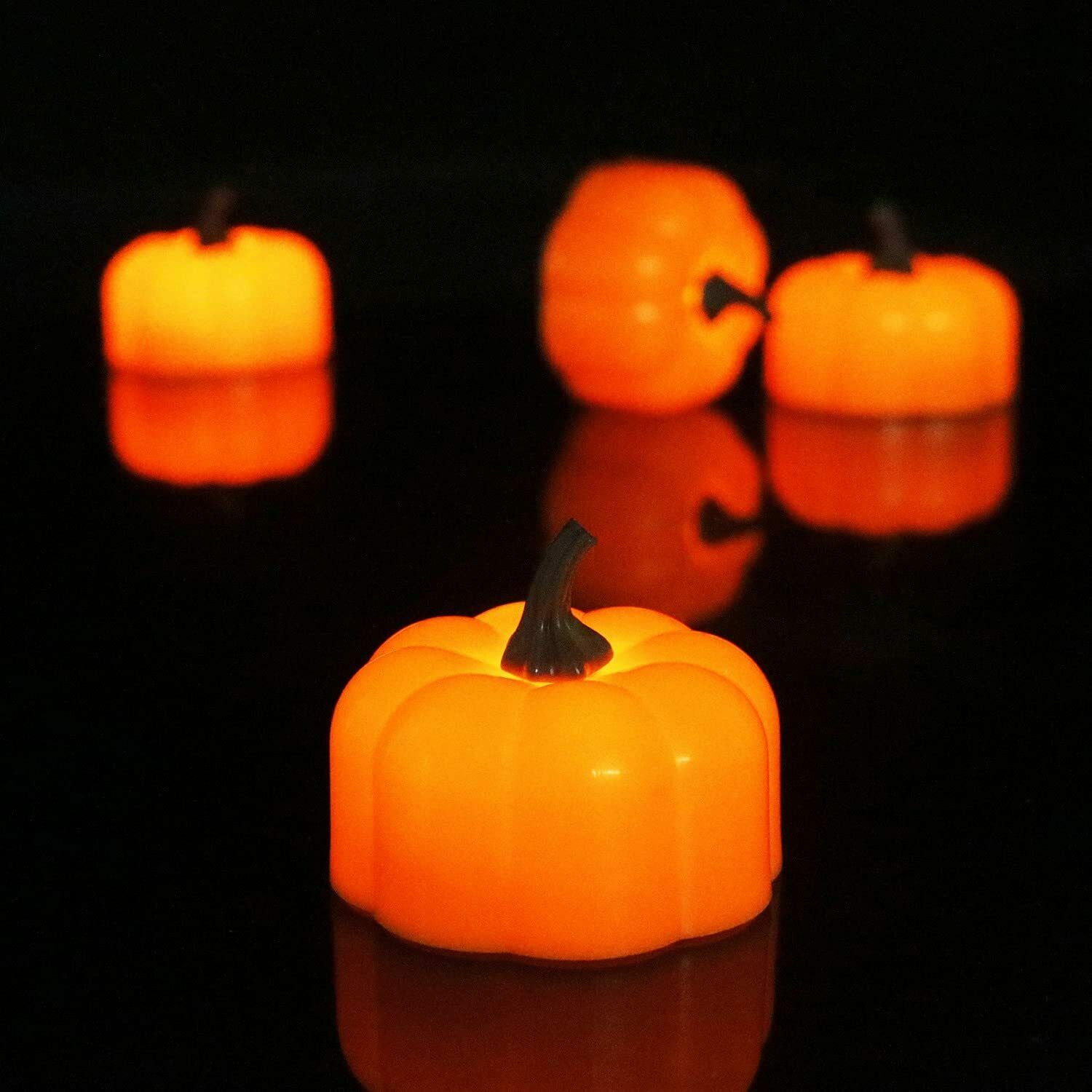 Halloween Pumpkin Lights Flameless LED Tea Lights for Halloween Decoration
