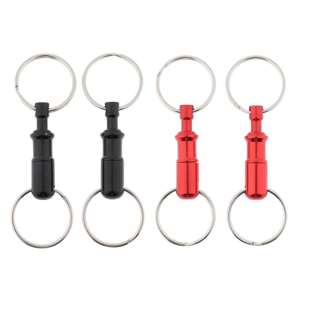 4x Pull Apart Quick Release Keychain Dual Key Rings Split Rings Car Keys