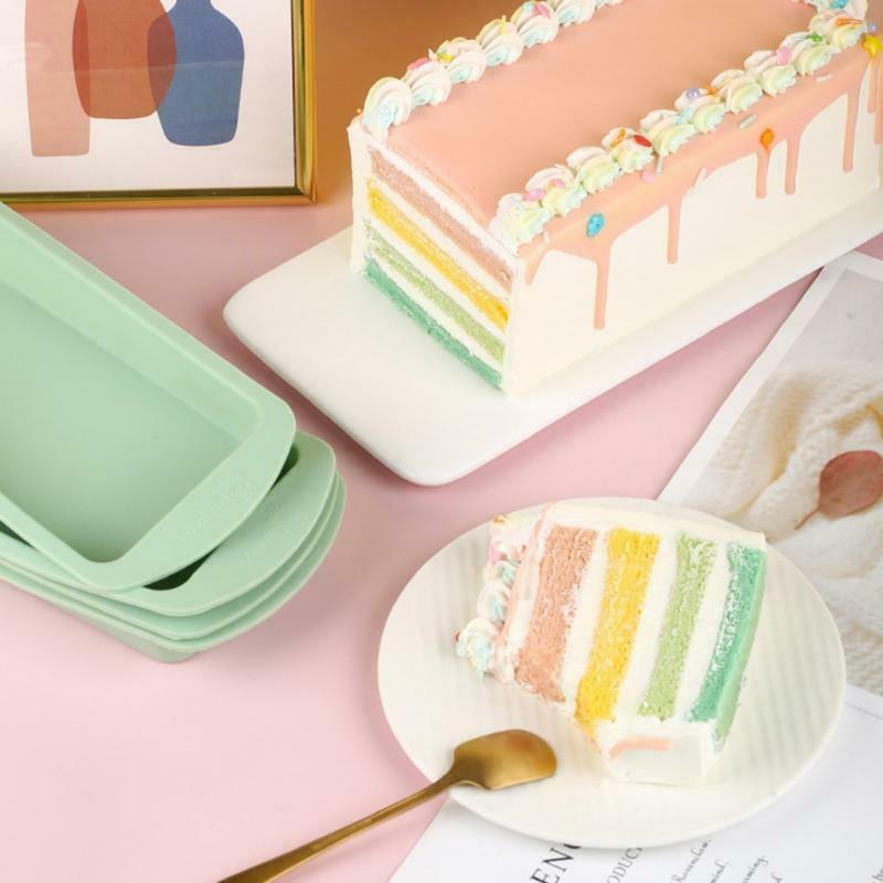 4pcs Silicone Material Cake Pan Rainbow Cake Pans Rectangle Silicone Baking Pans