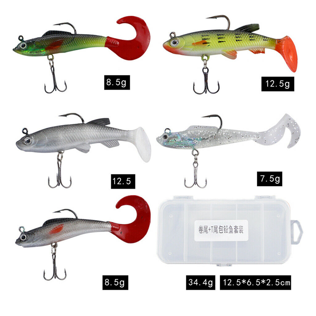 5 Pack Lifelike Fishing Lures Artificial Floating Baits Freshwater Saltwater