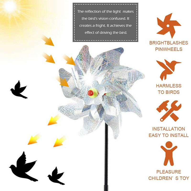 1pc Bird Repeller Pinwheels Reflective Sparkly Bird Deterrent Windmill ProteSJ