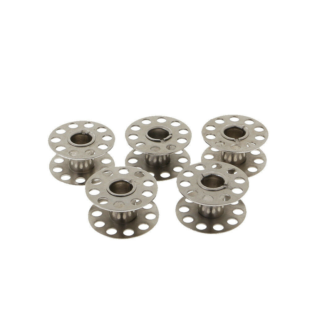 6Pcs Stainless Steel Sewing Machine Bobbins Empty Spools Thread Reels