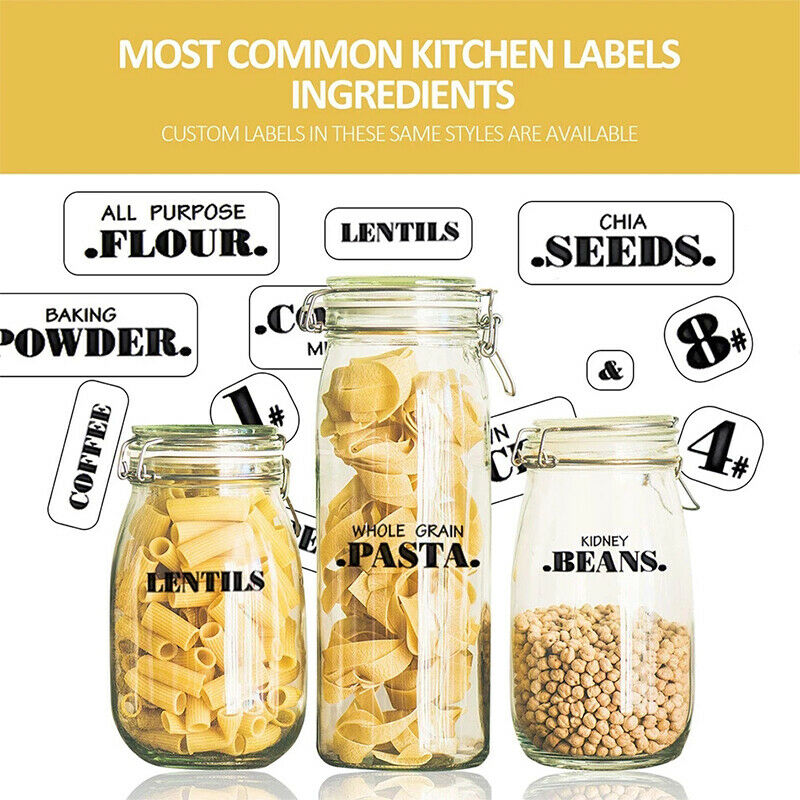 132 PCS Waterproof Food Label Self-Adhesive Resistant Kitchen Pantry StickerFCA