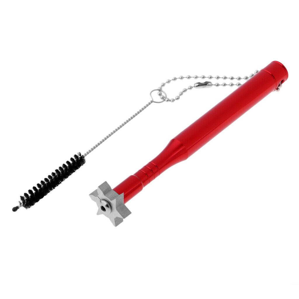 Golf Club Groove Sharpener & Brush Iron Wedge Regrooving Cleaning Tool Red