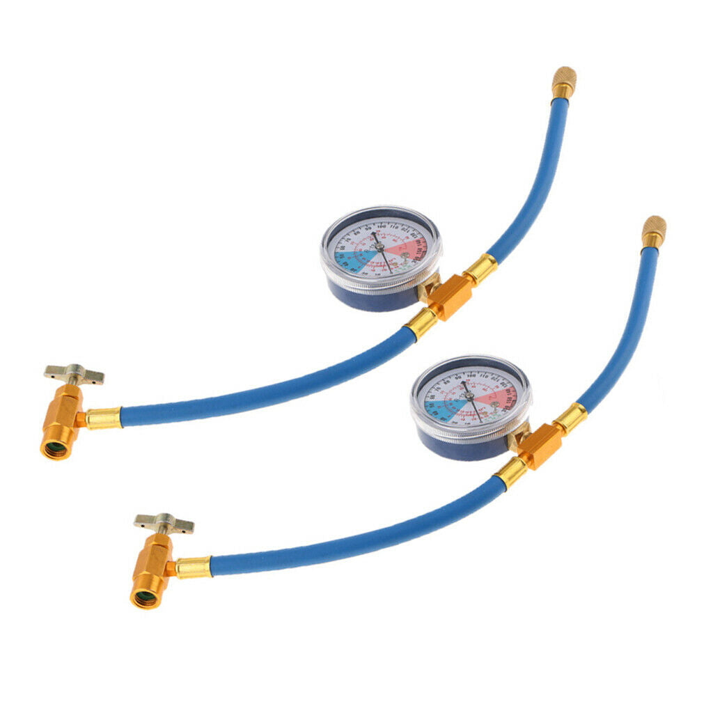 R134A to R12/R22 Car A/C Refrigerants Recharge Hose Pipe 350PSI 2 Pcs Blue