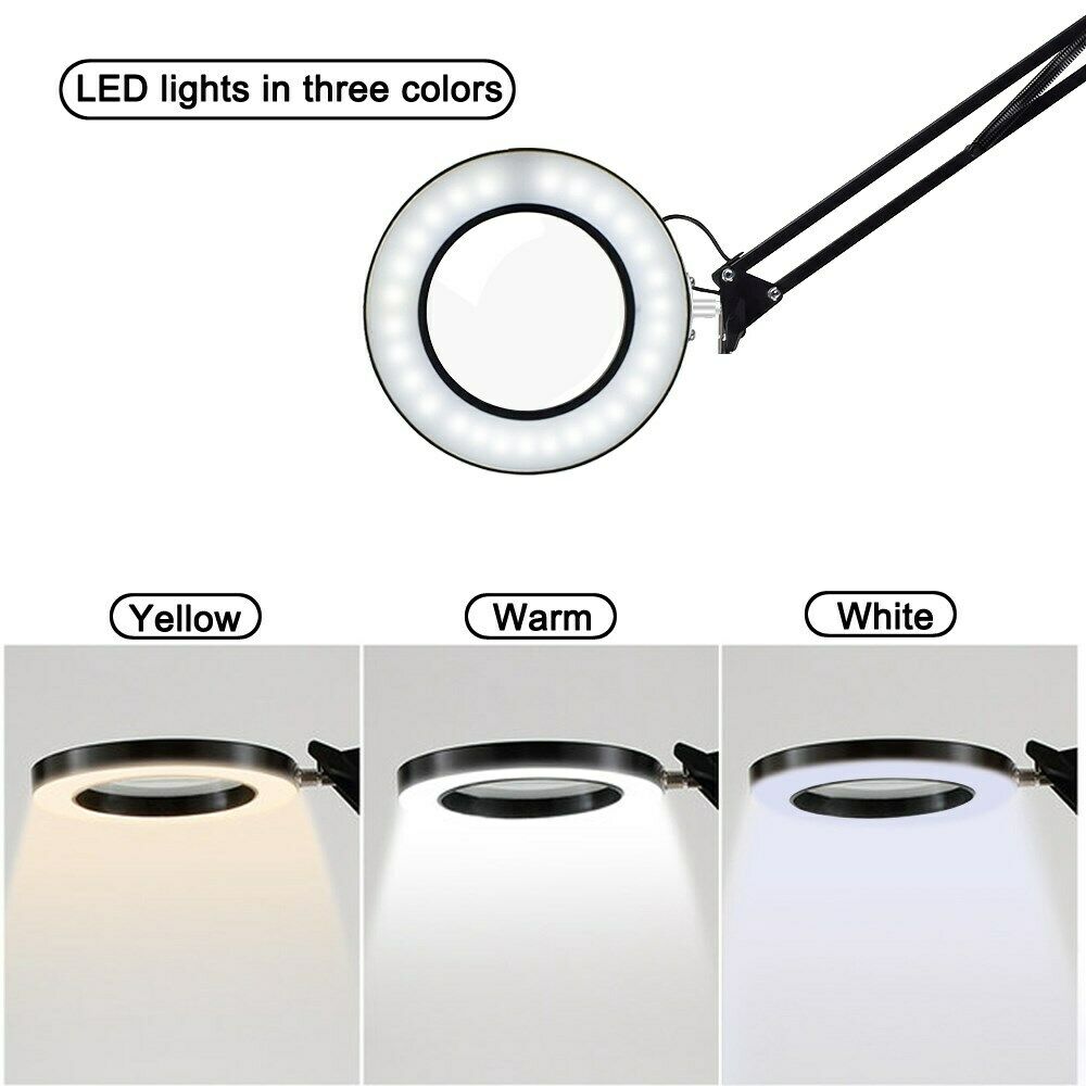 5X Glass Magnifier USB LED Magnifying Flexible Desk Lamp Loupe Reading 22CM B5