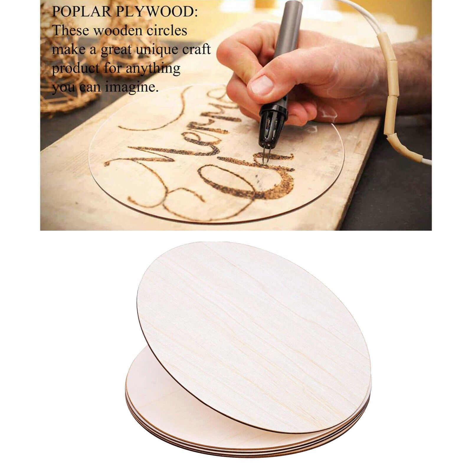 5Pc Unfinished Natural Wood Circular Slices Round Blanks Pieces for Painting