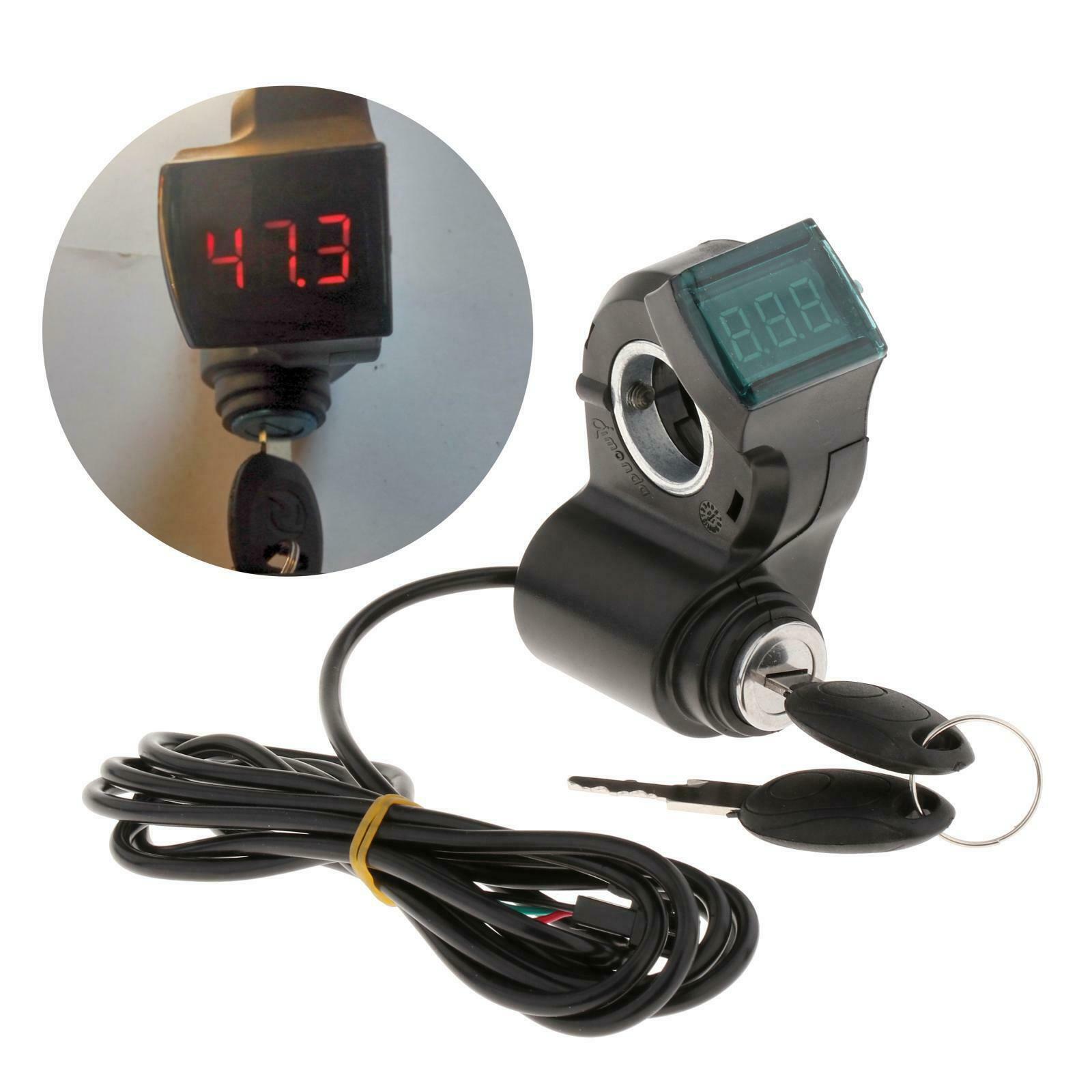 Universal E-Bike LED Voltage Display Power with Key Scooter Electric Vehicle