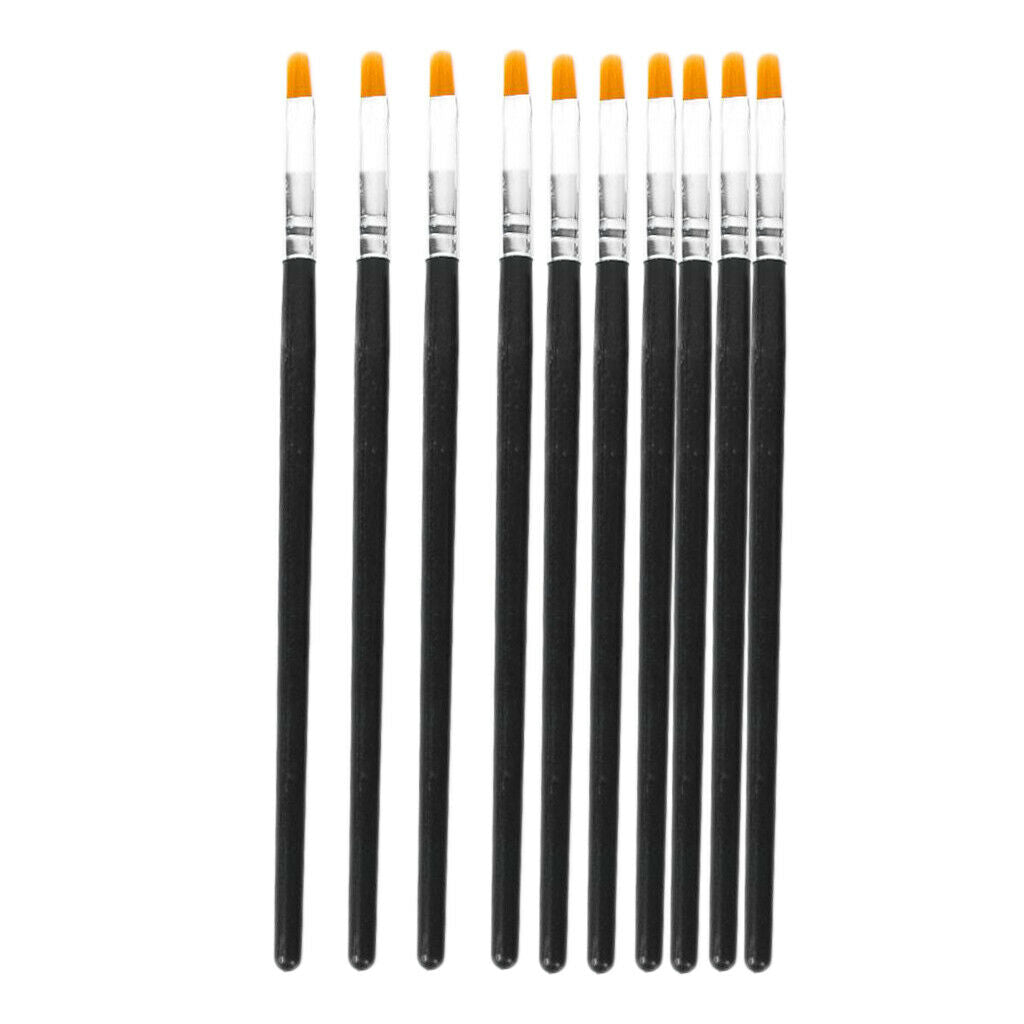 10 Piece Acrylic Oil Water Color Flat Tip Brushes for