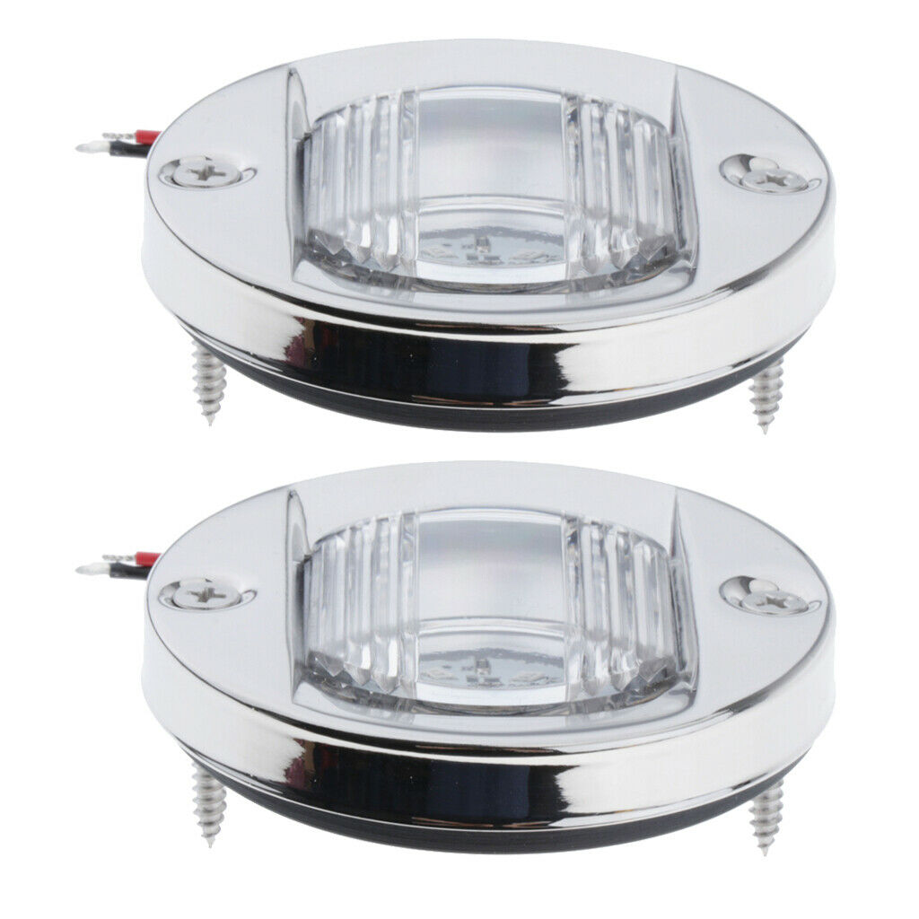 2Pcs Waterproof RV LED Rail Light Blue Pin 12V 2.2W Brushed Bezel S.S.304