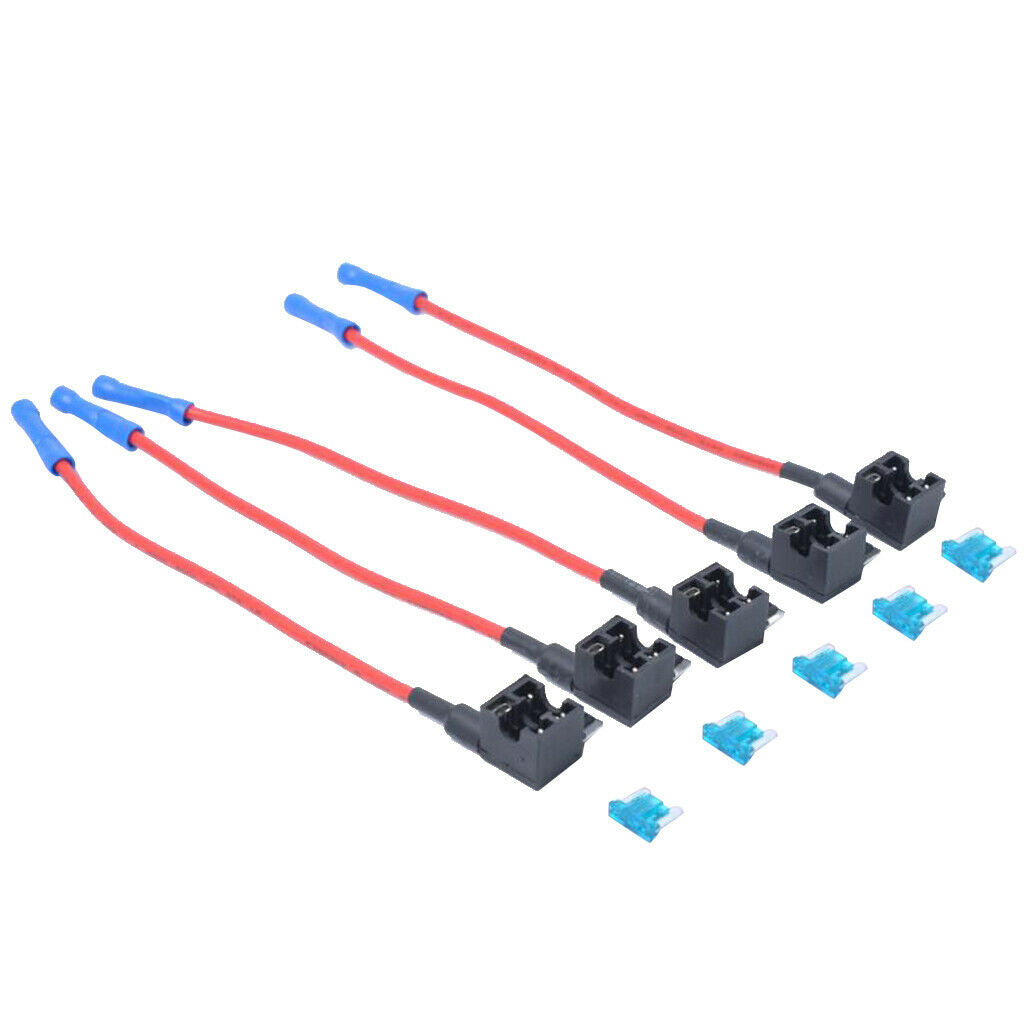 5 Pieces Add a Circuit Low Profile Mini Blade Fuse Holder with 15Amp Fuses