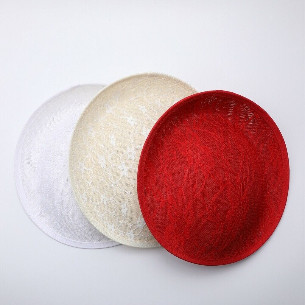 3 Pieces Womens Round Lace Hat Fascinator Hat Base DIY Hat Making Material