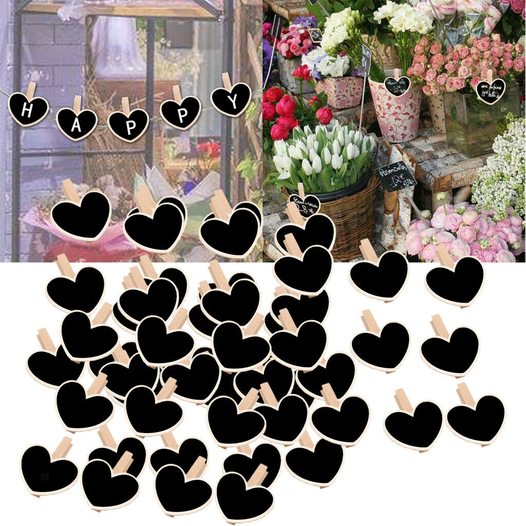 Chalkboard Clip Erasable Chalkboard Label Love Heart Style Blackboard with Clips