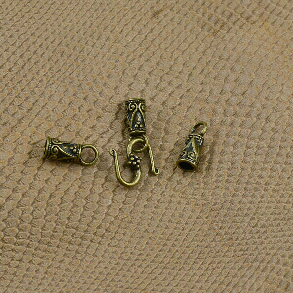 30 Sets of S Hook & Eye Clasps With Leather Cord End Caps DIY Jewelry